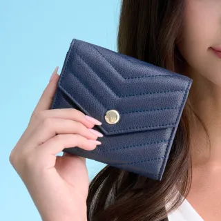 【2R手工真皮】魚子醬牛皮Trendy經典菱格三折短夾 晨煙藍 歷史價格詳細信息