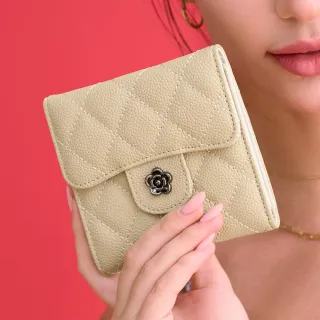 【2R手工真皮】魚子醬牛皮Trendy經典菱格三折短夾 晨煙藍 歷史價格詳細信息