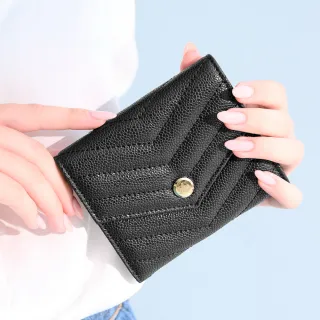 【2R手工真皮】魚子醬牛皮Trendy經典菱格三折短夾 晨煙藍 歷史價格詳細信息