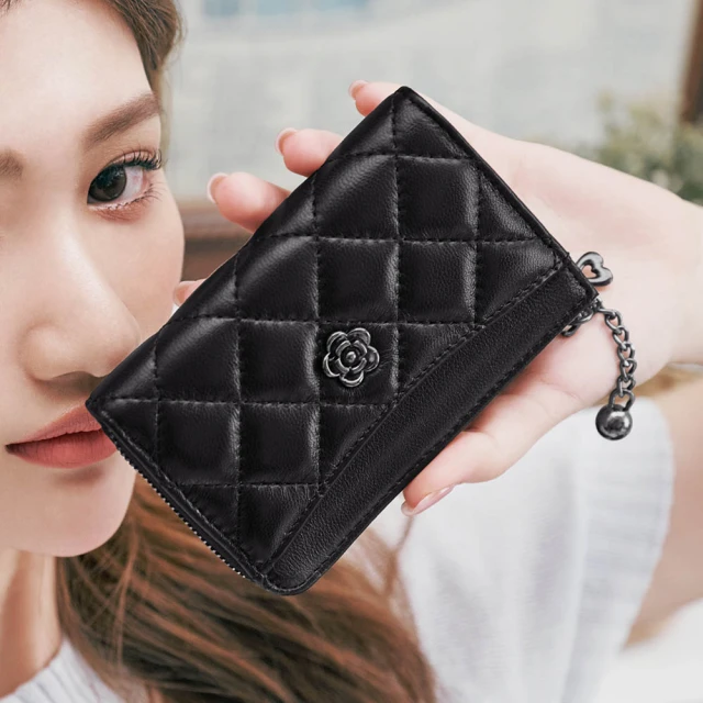 【2R手工真皮】綿霜羊皮 Kerry 菱格風琴卡片短夾 經典黑 歷史價格詳細信息