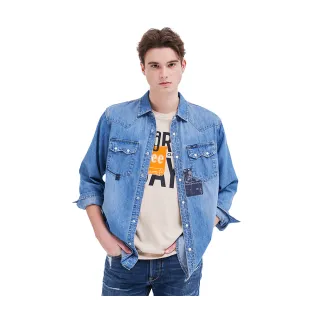 Lee 牛仔長袖襯衫 牛仔布拼接 女 淺藍  Mainline 150152R06 歷史價格詳細信息