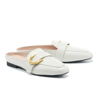 【HELENE_SPARK】別致質感交叉寬帶全真皮方頭低跟拖鞋(黑) 歷史價格詳細信息