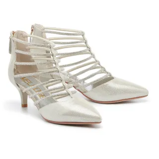 【MELROSE】時髦摩登鉚釘網紗拼接羊皮尖頭高跟短靴(黑) 歷史價格詳細信息