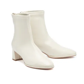 【MISS 21】極簡彈力絨布方圓頭粗高跟長靴(可可) 歷史價格詳細信息