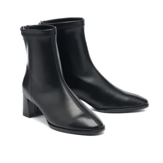 【MISS 21】極簡彈力絨布方圓頭粗高跟長靴(可可) 歷史價格詳細信息