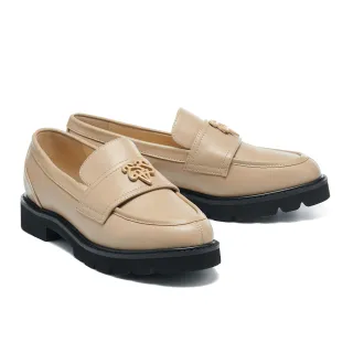 【AS 集團】復古時尚方釦寬帶花紋牛皮樂福厚底鞋(咖) 歷史價格詳細信息