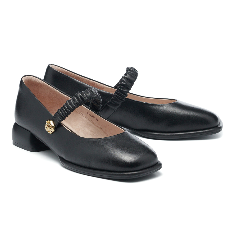 MISS 21  瑪莉珍 大方頭 高跟鞋 雙繫帶 漆皮 牛皮 復古風 跳色－黑 歷史價格詳細信息