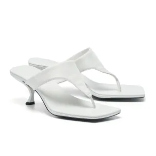 【HELENE_SPARK】極簡時髦雙繫帶全羊皮高跟涼鞋(白) 歷史價格詳細信息