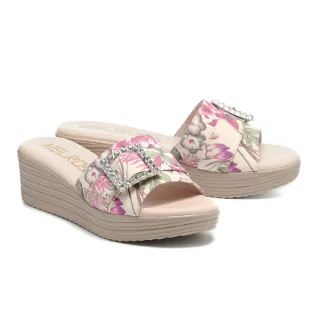 【MELROSE】美樂斯 夏日輕旅 豔夏圓鑽釦花布輕量厚底拖鞋(綠) 歷史價格詳細信息