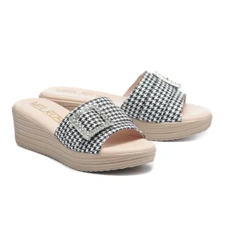 【MELROSE】美樂斯 夏日輕旅 豔夏圓鑽釦花布輕量厚底拖鞋(綠) 歷史價格詳細信息