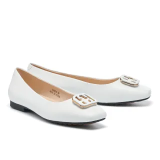 【BYHUE】簡約優雅飾釦羊皮方頭軟芯Q底平底鞋(綠) 歷史價格詳細信息