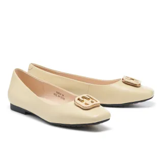 【BYHUE】簡約優雅飾釦羊皮方頭軟芯Q底平底鞋(綠) 歷史價格詳細信息