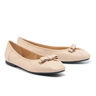 【BYHUE】優雅蝴蝶結拼接舒適羊皮圓頭軟芯Q底娃娃平底鞋(米白) 歷史價格詳細信息