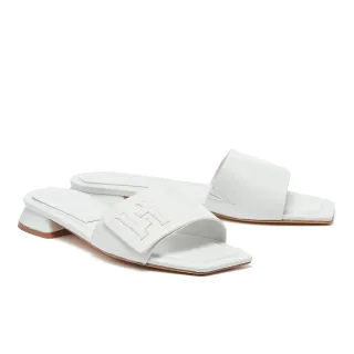 【HELENE_SPARK】極簡舒適LOGO燙字全真皮方頭低跟拖鞋(黑) 歷史價格詳細信息