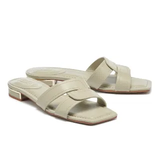 【HELENE_SPARK】別致質感交叉寬帶全真皮方頭低跟拖鞋(黑) 歷史價格詳細信息