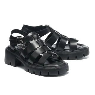 【BYHUE】率性經典魚骨編織簍空漆皮軟芯厚底涼鞋(黑) 歷史價格詳細信息