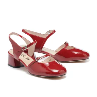 MISS 21 復古時尚釦環漆皮方頭粗高跟鞋 歷史價格詳細信息