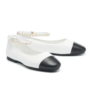 【AS 集團】優雅氣質皮穿鍊踝帶綿羊皮娃娃平底鞋(白) 價格比較,價格查詢,歷史價格詳細信息