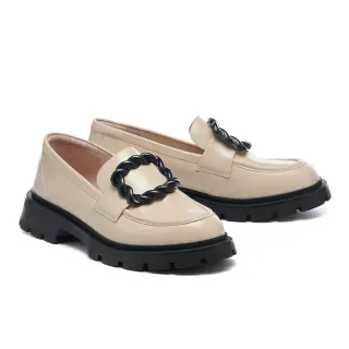 【MISS 21】復古個性麻花方釦牛漆皮樂福高跟鞋(黑) 歷史價格詳細信息