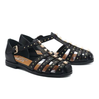 【AS 集團】街頭時髦鉚釘魚骨牛皮低跟涼鞋(黑) 價格比較,價格查詢,歷史價格詳細信息