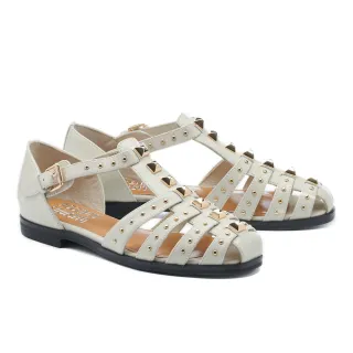 【AS 集團】街頭時髦鉚釘魚骨牛皮低跟涼鞋(黑) 歷史價格詳細信息