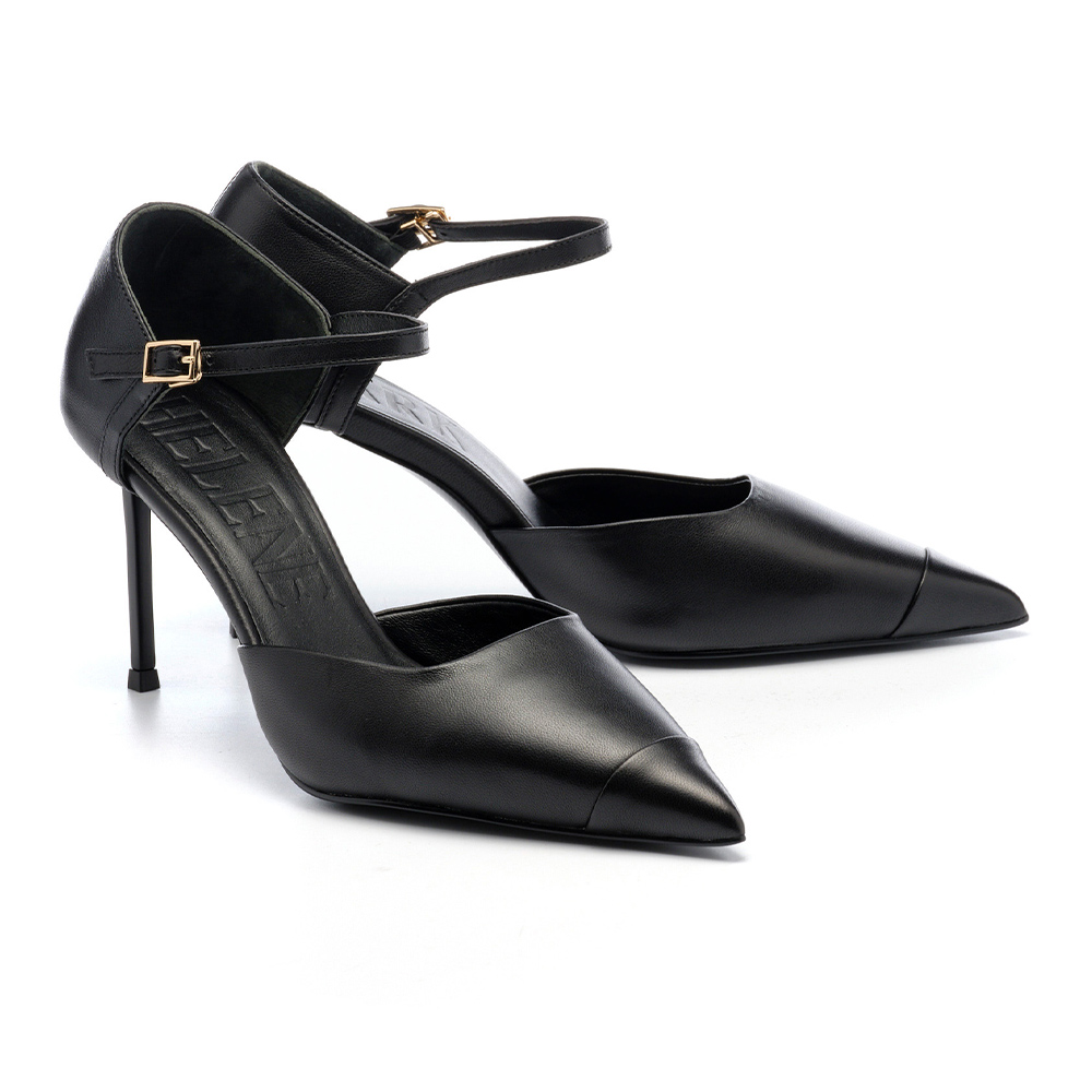 【HELENE_SPARK】極簡舒適LOGO燙字全真皮方頭低跟拖鞋(黑) 歷史價格詳細信息