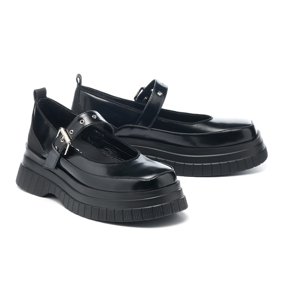 【MISS 21】未來暗黑交叉軟牛皮踝帶瑪莉珍高跟大頭厚底鞋(黑) 歷史價格詳細信息