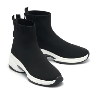 【MELROSE】美樂斯 極簡舒適飛織布後拉鍊厚底高筒休閒鞋(黑) 歷史價格詳細信息