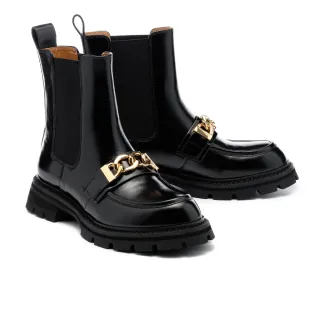 【AS 集團】復古時尚方釦寬帶花紋牛皮樂福厚底鞋(咖) 歷史價格詳細信息