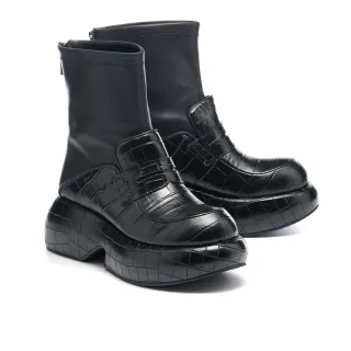 【MISS 21】未來暗黑交叉軟牛皮踝帶瑪莉珍高跟大頭厚底鞋(黑) 歷史價格詳細信息