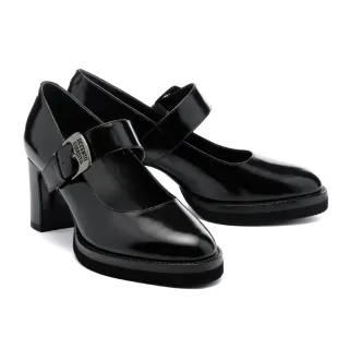 【AS 集團】復古時尚方釦寬帶花紋牛皮樂福厚底鞋(咖) 歷史價格詳細信息