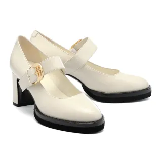 【AS 集團】復古時尚方釦寬帶花紋牛皮樂福厚底鞋(咖) 歷史價格詳細信息