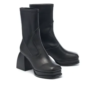 MISS 21 復古時尚釦環漆皮方頭粗高跟鞋 歷史價格詳細信息