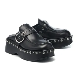 【MISS 21】未來暗黑交叉軟牛皮踝帶瑪莉珍高跟大頭厚底鞋(黑) 歷史價格詳細信息