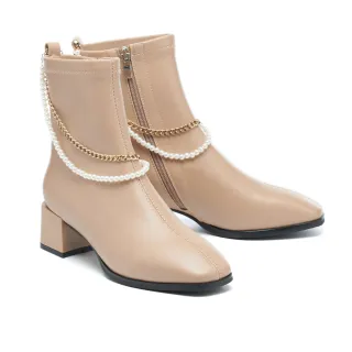 【BYHUE】優雅別致兩穿扭結珍珠全真皮方頭低跟鞋(粉) 歷史價格詳細信息