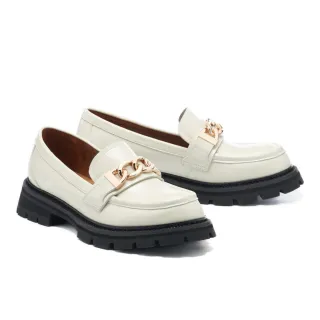 【AS 集團】復古時尚方釦寬帶花紋牛皮樂福厚底鞋(咖) 歷史價格詳細信息