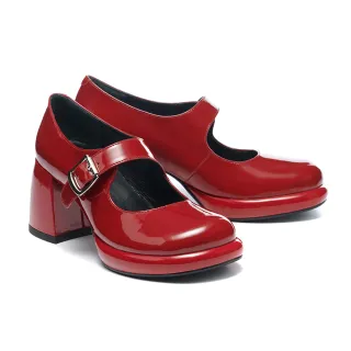 MISS 21  瑪莉珍 大方頭 高跟鞋 雙繫帶 漆皮 牛皮 復古風 跳色－黑 歷史價格詳細信息