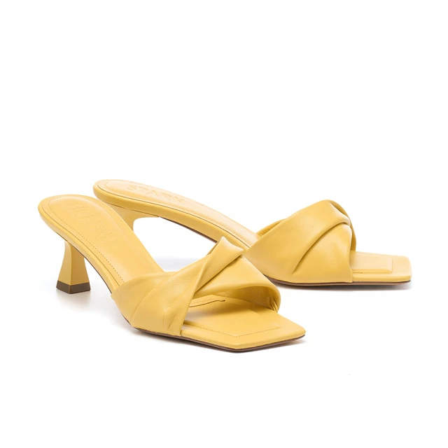 【HELENE_SPARK】柔和優雅澎感菱格寬帶全真皮方頭高跟拖鞋(黑) 歷史價格詳細信息