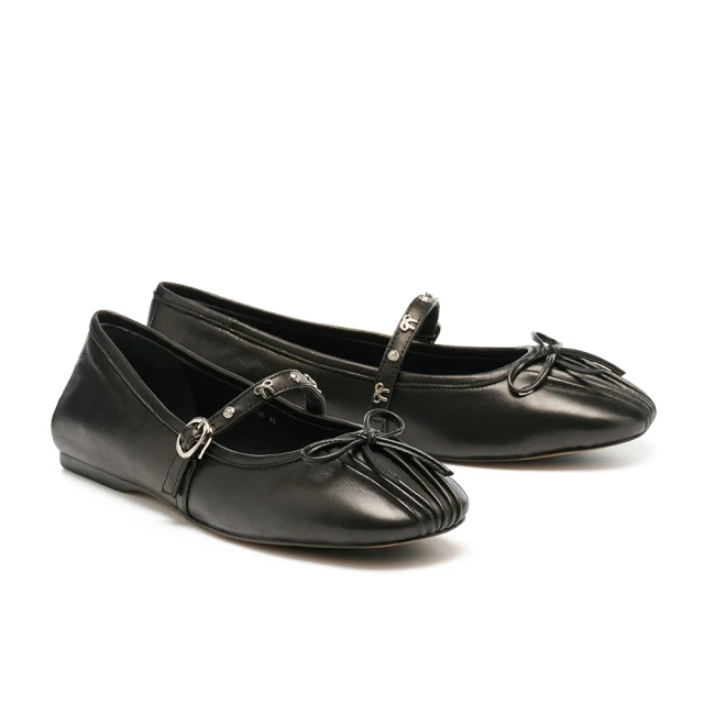 【HELENE_SPARK】叛逆復古 時髦蝴蝶結鉚釘踝帶羊皮美型尖頭高跟鞋(黑) 歷史價格詳細信息