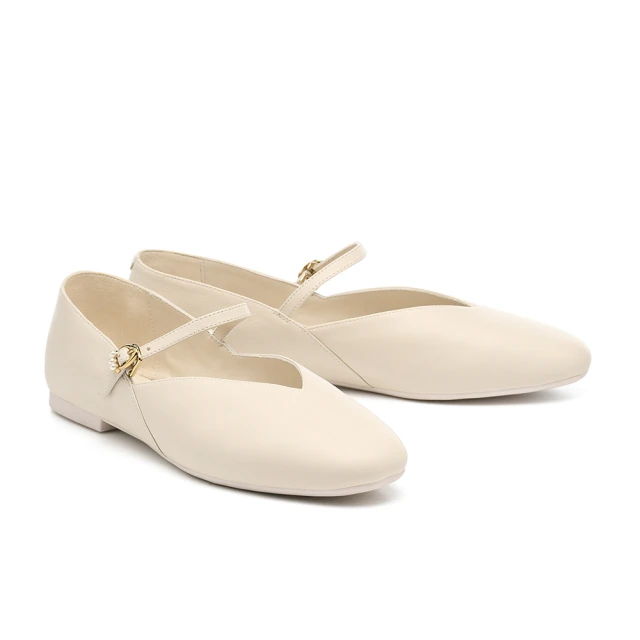 【AS 集團】簡約質感珍珠釦繫帶綿羊皮瑪莉珍平底鞋(米) 價格比較,價格查詢,歷史價格詳細信息