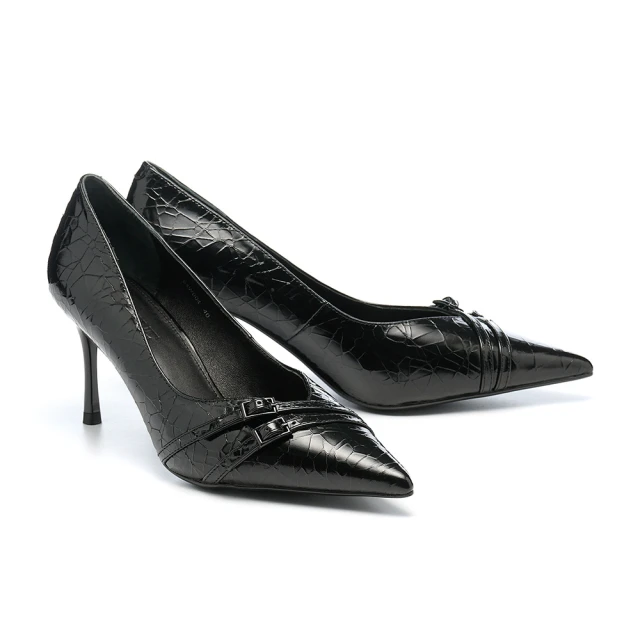 【HELENE_SPARK】叛逆復古 時髦蝴蝶結鉚釘踝帶羊皮美型尖頭高跟鞋(黑) 歷史價格詳細信息