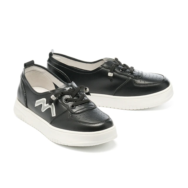 【MELROSE】美樂斯 率性時尚大方釦拼接牛皮老爹厚底休閒鞋(黑) 歷史價格詳細信息