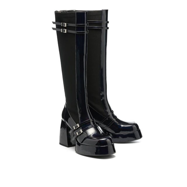 MISS 21  高跟靴 長靴 尖頭 未來 純色 牛皮 皺漆皮 酷辣妹 牛仔靴－紅 歷史價格詳細信息