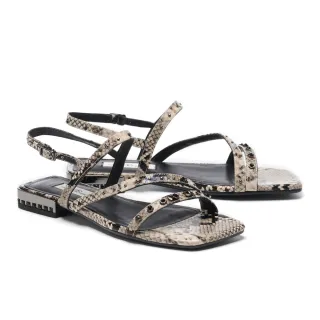 【AS 集團】街頭時髦鉚釘魚骨牛皮低跟涼鞋(黑) 歷史價格詳細信息