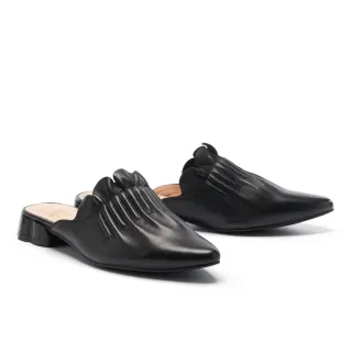 【MODA Luxury】極簡氣質波浪剪裁後繫帶粗低跟鞋(黑) 歷史價格詳細信息