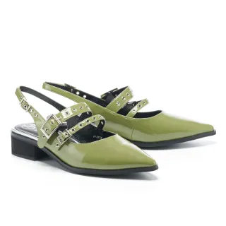 【MISS 21】個性壞美漆皮鏈條方頭一字高跟涼鞋(橘) 歷史價格詳細信息