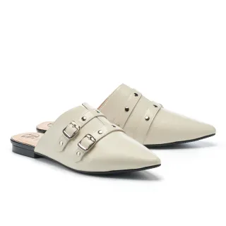 【MISS 21】叛逆時髦鉚釘尖頭穆勒低跟拖鞋(綠) 歷史價格詳細信息