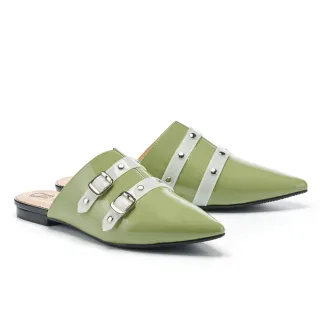 【MISS 21】叛逆時髦鉚釘尖頭穆勒低跟拖鞋(綠) 價格比較,價格查詢,歷史價格詳細信息