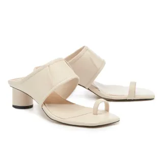 【HELENE_SPARK】柔和優雅澎感菱格寬帶全真皮方頭高跟拖鞋(黑) 歷史價格詳細信息