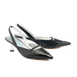 【HELENE_SPARK】柔和優雅澎感菱格寬帶全真皮方頭高跟拖鞋(黑) 歷史價格詳細信息